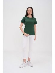 Basics & More Koszulka w kolorze zielonym rozmiar: XXL. Zielone bluzki damskie Basics & More, xxl, bez wzorów, z bawełny, bez kołnierzyka, bez ramiączek. Za 79.03 zł.