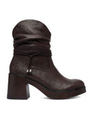 Rieker Botki CEO-58091-25 Brązowy. Brązowe botki damskie Rieker, bez obcasa, na słupku, bez zapięcia. Za 399.99 zł.