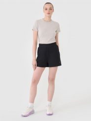 4F Spodenki dresowe damskie - czarne L. Czarne szorty damskie 4F, bez wzorów, z bawełny. Za 59.99 zł.