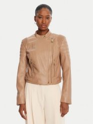 Guess Kurtka z imitacji skóry W5YL1 9WHDS0 Beżowy Regular Fit. Brązowe kurtki damskie Guess, xl, z aplikacjami, ze skóry, bez kaptura. Za 559.99 zł.