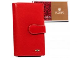 Portfel czerwony Peterson [DH] PTN 2519-BO. Czerwone portfele damskie Peterson, bez wzorów, ze skóry. Za 131.99 zł.
