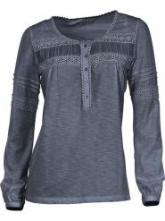 Heine Koszulka w kolorze niebieskim rozmiar: 44. Niebieskie bluzki damskie Heine, bez wzorów, z bawełny, bez kołnierzyka, bez ramiączek. Za 61.31 zł.