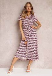 Fuksjowa Sukienka Mamci Koszulowa Wiązana w Pasie Maevana. Czerwone sukienki damskie Renee, bez wzorów, z wiskozy, eleganckie, bez ramiączek. W wyprzedaży za 119.99 zł.
