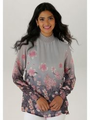 Aniston Bluzka w kolorze szaro-jasnoróżowym rozmiar: 44. Szare bluzki damskie Aniston, bez wzorów, bez kołnierzyka, bez ramiączek. Za 52.30 zł.