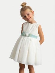 Mayoral Sukienka elegancka 3919 Écru Regular Fit. Białe sukienki dziewczęce Mayoral, bez wzorów, z syntetyku, bez ramiączek. Za 232.99 zł.