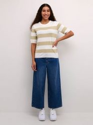 Kaffe Sweter w kolorze beżowo-kremowym rozmiar: XXL. Brązowe swetry klasyczne damskie Kaffe, xxl, bez kołnierzyka. Za 86.99 zł.