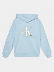 Calvin Klein Jeans Bluza Metallic Monogram IG0IG02298 Niebieski Regular Fit. Niebieskie bluzy dziewczęce Calvin Klein Jeans, bez wzorów, z bawełny, bez ramiączek, bez kaptura. Za 319.99 zł.