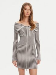 Guess Sukienka dzianinowa W5YK28 Z30I2 Szary Slim Fit. Szare sukienki damskie Guess, z aplikacjami, z dzianiny, bez ramiączek. Za 619.99 zł.