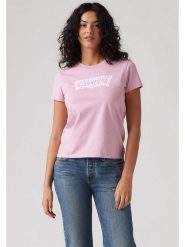 Levi's Koszulka w kolorze jasnoróżowym rozmiar: M. Różowe bluzki damskie Levi's, m, bez wzorów, z bawełny, bez kołnierzyka, bez ramiączek. Za 87.95 zł.