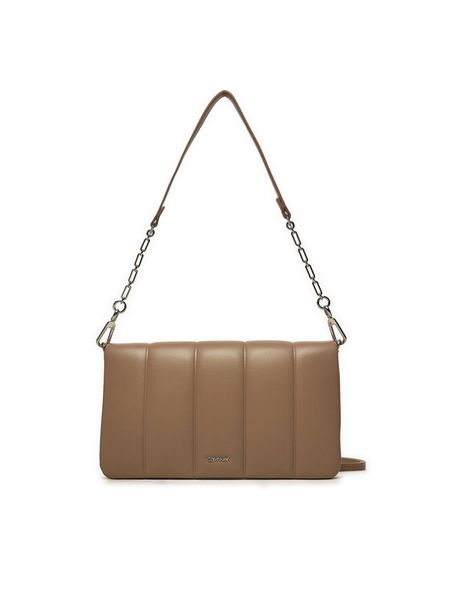 Calvin Klein Torebka Line Quilt Shoulder Bag K60K612787 Brązowy. Brązowe torebki klasyczne damskie Calvin Klein, ze skóry, bez dodatków. Za 279.99 zł.