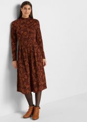 Sukienka z bawełnianego dżerseju. Brązowe sukienki damskie bonprix, bez wzorów, z bawełny, bez ramiączek. Za 139.99 zł.