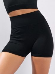 Szorty sportowe z ozdobnymi przeszyciami - czarny. Czarne spodenki sportowe damskie Sinsay, l, bez wzorów. Za 32.99 zł.