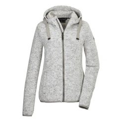 Bluza dzianinowa z kapturem rozpinana na zamek damska Killtec GW 52 ecru. Białe bluzy damskie GIGA DX, bez wzorów, z dzianiny, z kapturem. Za 237.50 zł.