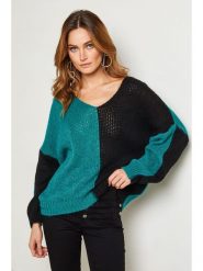Joséfine Sweter "Josef" w kolorze turkusowo-czarnym rozmiar: XL. Czarne swetry klasyczne damskie Joséfine, xl, bez kołnierzyka. Za 174.84 zł.