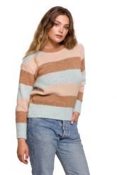 Ciepły Sweter w Bloki Kolorystyczne - Model 2. Swetry klasyczne damskie MOE, l, z materiału, bez kołnierzyka. Za 214.90 zł.