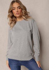 Szara Bawełniana Bluza w Melanż o Oversizowym Fasonie Jeustena. Szare bluzy damskie Renee, m, bez wzorów, z bawełny, bez kaptura. Za 44.99 zł.