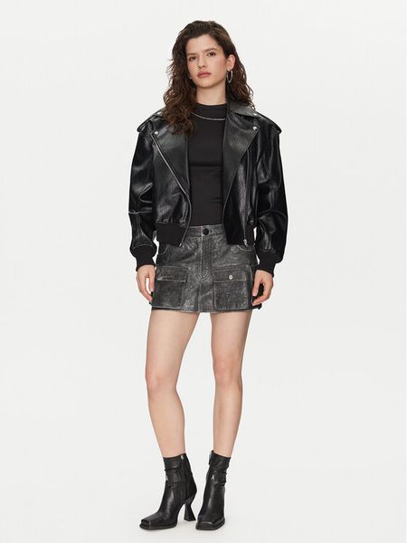 HUGO Kurtka z imitacji skóry Alipha-1 50530031 Czarny Relaxed Fit. Czarne kurtki damskie Hugo, bez wzorów, ze skóry, bez kaptura. Za 749.99 zł.