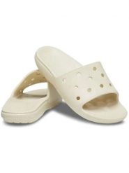 Crocs Klapki "Classic" w kolorze kremowym rozmiar: 37/38. Brązowe klapki damskie Crocs, bez wzorów, z otwartym noskiem, bez obcasa, bez zapięcia. Za 79.21 zł.
