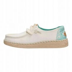 HEYDUDE Damskie Mokasyny Wendy Espadrille. Brązowe mokasyny damskie Hey dude, z materiału, bez obcasa. Za 359.00 zł.