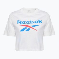 Koszulka Reebok Identity Big Logo Crop Tee. Białe koszulki damskie REEBOK FITNESS, bez wzorów, bez kołnierzyka, bez ramiączek. Za 59.99 zł.
