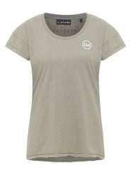 ELBSAND Koszulka "Ranva" w kolorze szarozielonym rozmiar: S. Zielone bluzki damskie ELBSAND, s, bez wzorów, bez kołnierzyka, bez ramiączek. Za 73.99 zł.