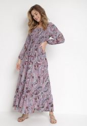 Fioletowo-Niebieska Sukienka Philusa. Fioletowe sukienki damskie Born2be, bez wzorów, z tkaniny, bez ramiączek. Za 159.99 zł.
