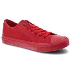 Trampki damskie Cross Jeans, wykonane z materiału o gładkiej powierzchni z klasycznym sznurowaniem gumowym noskiem, czerwone, DD2R4032CFW20. Czerwone trampki damskie Cross Jeans, bez wzorów, z gumy, bez zapięcia. Za 70.21 zł.