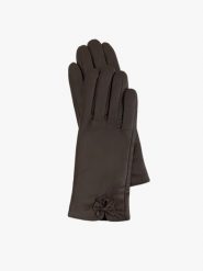 Brązowe rękawiczki ze skóry licowej. Brązowe rękawiczki damskie Ryłko, bez wzorów, ze skóry. Za 129.99 zł.