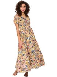 Aller Simplement Sukienka w kolorze beżowo-jasnoróżowym rozmiar: 38/40. Brązowe sukienki damskie Aller Simplement, bez wzorów, z bawełny, bez ramiączek. Za 86.99 zł.