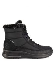 Rieker Botki L7742-00 Czarny. Czarne botki damskie Rieker, z materiału, bez obcasa, na płaskiej podeszwie, bez zapięcia. Za 335.00 zł.