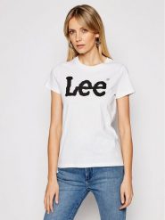 Lee T-Shirt Logo Tee L42UER12 112109470 Biały Regular Fit. Białe t-shirty damskie Lee, l, bez wzorów, z bawełny, bez kołnierzyka. Za 79.99 zł.