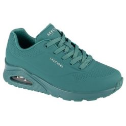 Buty sportowe Sneakersy damskie, Uno-Stand on Air. Niebieskie obuwie sportowe casual damskie Skechers, z materiału, bez zapięcia. Za 383.00 zł.