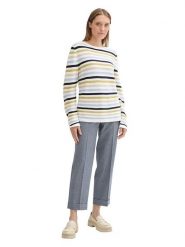 Tom Tailor Sweter w kolorze kremowym ze wzorem rozmiar: M. Brązowe swetry klasyczne damskie Tom Tailor, m, z bawełny, bez kołnierzyka. Za 79.21 zł.
