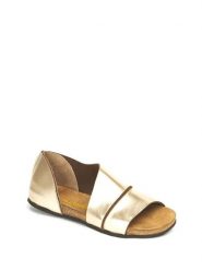 Comfortfusse Skórzane sandały w kolorze złotym rozmiar: 42. Żółte sandały damskie Comfortfüße, bez wzorów, ze skóry, z otwartym noskiem, bez obcasa, bez zapięcia. Za 182.95 zł.