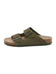 Billowy Skórzane klapki w kolorze khaki rozmiar: 36. Brązowe klapki damskie Billowy, bez wzorów, z otwartym noskiem, bez obcasa, bez zapięcia. Za 152.99 zł.