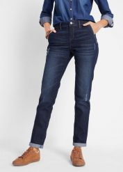 Wygodne jeansy ze stretchem o kroju boyfriend. Niebieskie jeansy damskie bonprix. Za 124.99 zł.