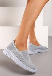 Szare Wsuwane Klasyczne Buty Sportowe na Płaskiej Podeszwie Zelemia. Szare obuwie sportowe casual damskie Born2be, z jeansu. Za 39.99 zł.