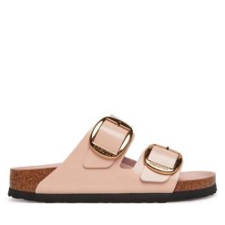 Damskie sandały duże klamry Arizona Big Buckle. Brązowe sandały damskie Birkenstock, bez wzorów, ze skóry, bez obcasa, bez zapięcia. Za 730.00 zł.