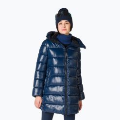 Płaszcz puchowy damski Rossignol Shiny Parka. Niebieskie parki damskie Rossignol, l, bez wzorów, z materiału, bez kaptura. Za 629.99 zł.