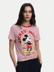 Desigual T-Shirt Mickey 25SWTKAI Czerwony Regular Fit. Czerwone t-shirty damskie Desigual, s, bez wzorów, z bawełny, bez kołnierzyka. Za 119.99 zł.