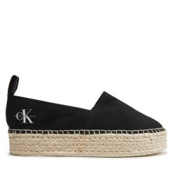 Espadryle Calvin Klein Jeans. Czarne espadryle damskie Calvin Klein Jeans, bez wzorów, z jeansu, bez obcasa. Za 199.99 zł.