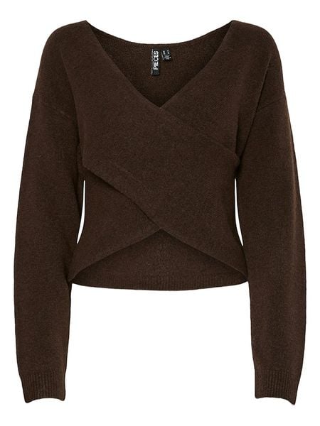 Pieces Sweter w kolorze brązowym rozmiar: L. Brązowe swetry klasyczne damskie Pieces, l, bez kołnierzyka. Za 126.45 zł.