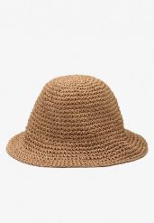 Ciemnobeżowy Kapelusz z Plecionki w Stylu Bucket Hat Suai. Brązowe kapelusze damskie Renee, bez wzorów, z bawełny, eleganckie. Za 49.99 zł.