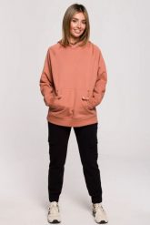 Bluza z kapturem kangurek ceglasta bawełna premium. Czerwone bluzy damskie Sukienki.shop, l, bez wzorów, z bawełny, z kapturem. W wyprzedaży za 195.00 zł.