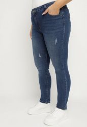 Granatowe Jeansy o Dopasowanym Fasonie Korali. Niebieskie jeansy damskie Born2be, bez wzorów, z bawełny. Za 44.99 zł.