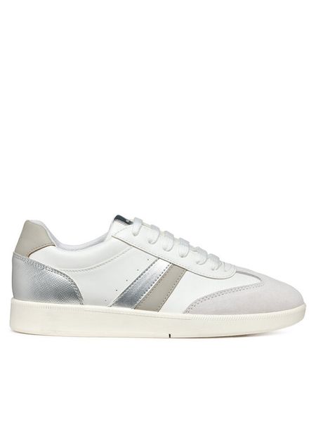Geox Sneakersy D Meleda D55UGB 05422 C1352 Biały. Białe obuwie sportowe damskie Geox, ze skóry, bez zapięcia. Za 244.99 zł.