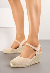 Beżowe Sandały Espadryle na Koturnie z Plecionką Ilalitia. Brązowe sandały damskie Born2be, bez wzorów, bez obcasa, na koturnie, bez zapięcia. Za 84.99 zł.