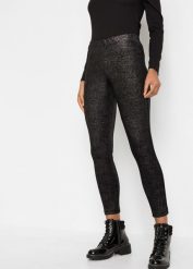 Legginsy z połyskiem z aksamitu. Czarne legginsy damskie bonprix, bez wzorów. Za 69.99 zł.