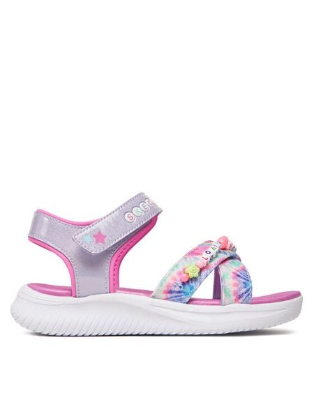 Skechers Sandały Jumpsters Sandal-Tie Dye Bffs 303045L/LVMT Fioletowy. Fioletowe sandały dziewczęce Skechers, ze skóry, bez obcasa, bez zapięcia. Za 144.99 zł.