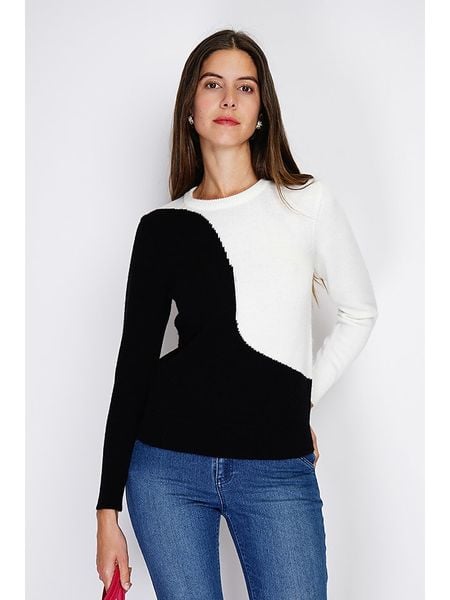 William de Faye Sweter w kolorze czarno-białym rozmiar: 36. Białe swetry klasyczne damskie William de Faye, z kaszmiru, bez kołnierzyka. Za 130.99 zł.